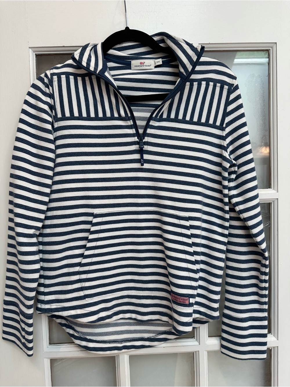 Vineyard Vines Preppy Nautical Stripe Quarter-Zip Pullover Sweater Navy Size XXS